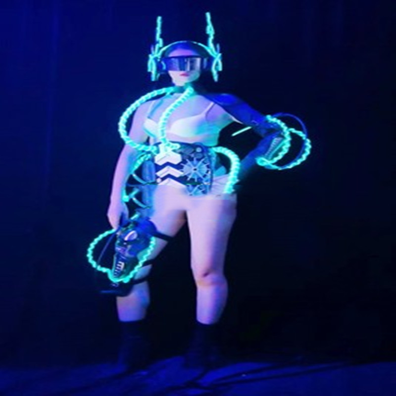 Robotic Arm Luminous Ice Blue LED Headdress Costume