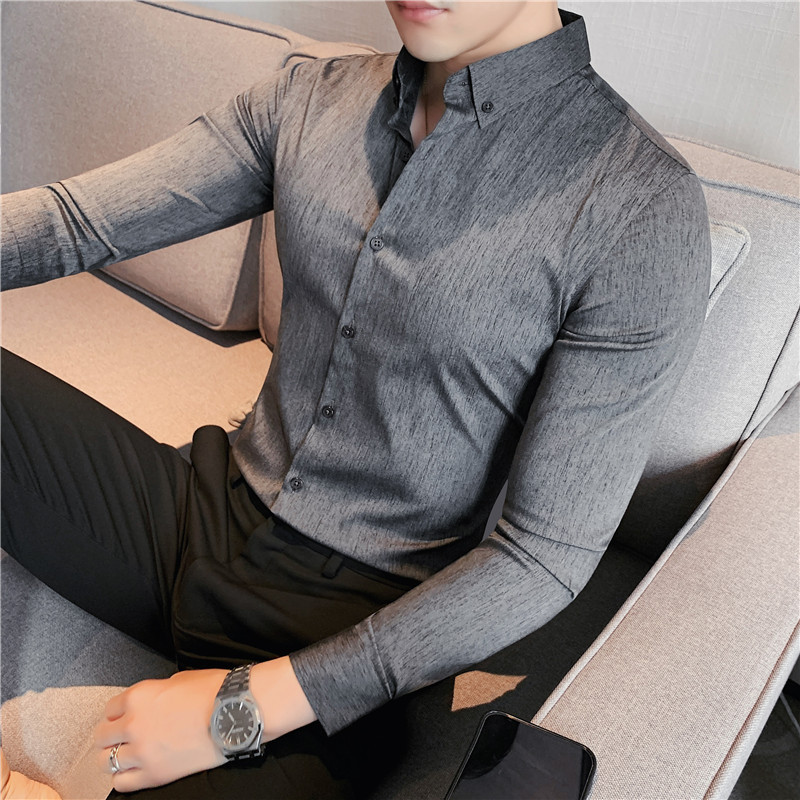 Dark Stripes Slim-fit Business Bottoming Shirt