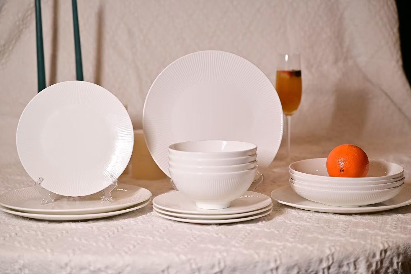 Service de table en porcelaine tendre dandilion, 16 pièces, service pour 4, assiettes – Image 2