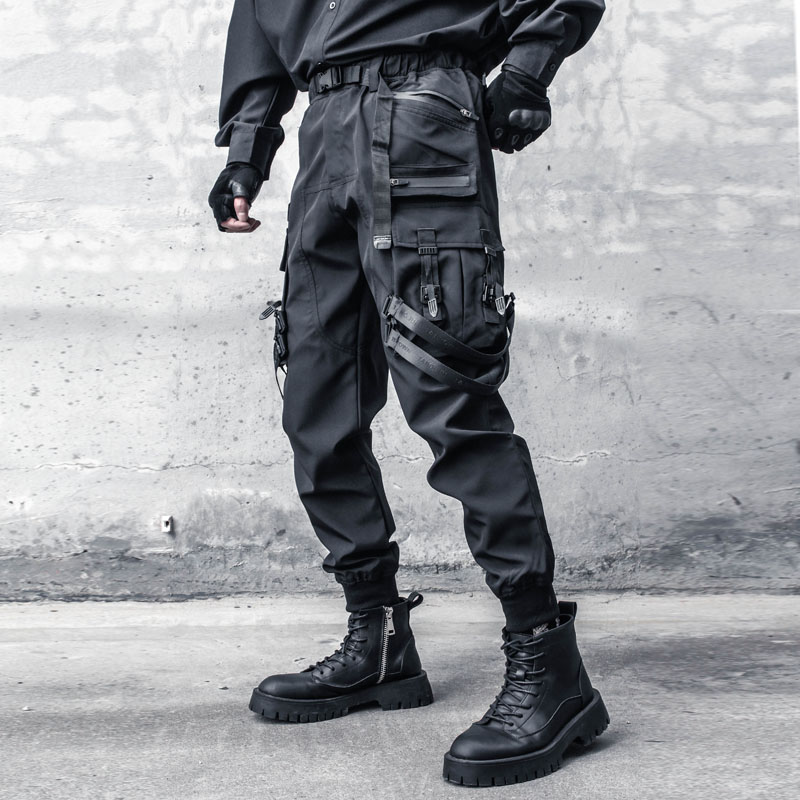 En's Spring Tactical Functional Wind Ribbon Paratrooper Pants