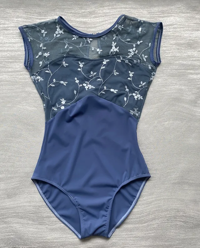 Ballet Practice Clothes Gym Outfit Women's Embroidered Jumpsuit Blue Without Skirt - Shop at LoveMi