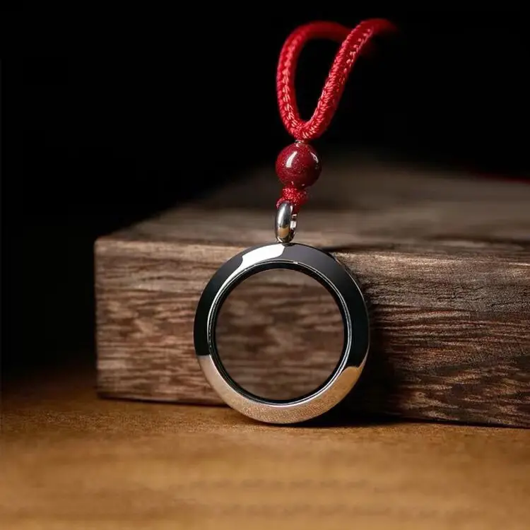 Titanium Steel Cinnabar Bottle Can Be Opened To Hold Things Pendant Necklace