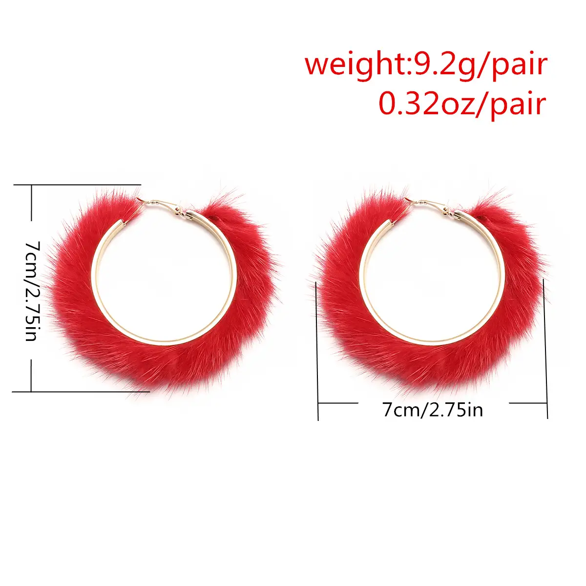 Atmospheric Mink Fur Metal Circle Temperament Earrings Women