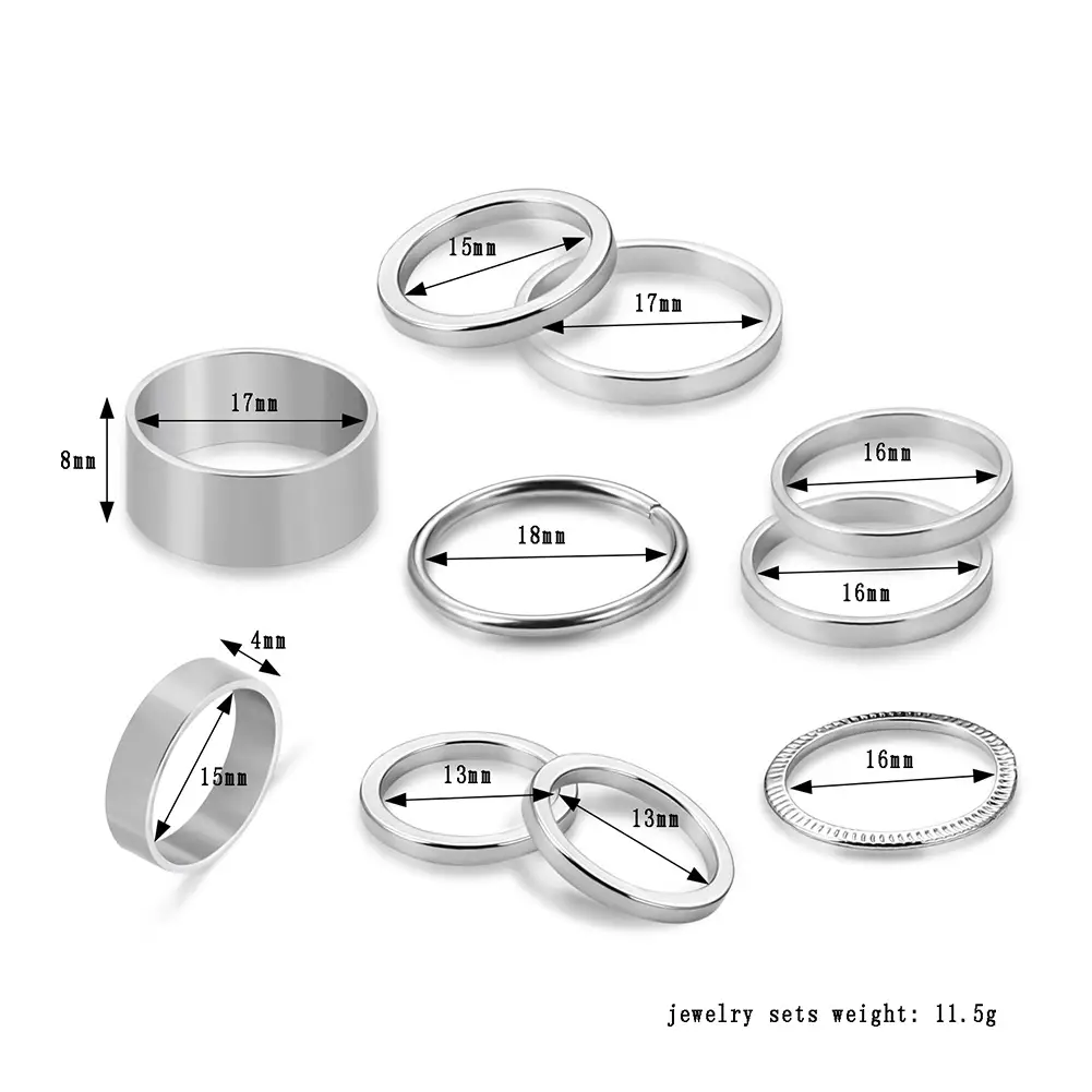 Retro Silver-plated Ring Set Simple And Stylish Personalized