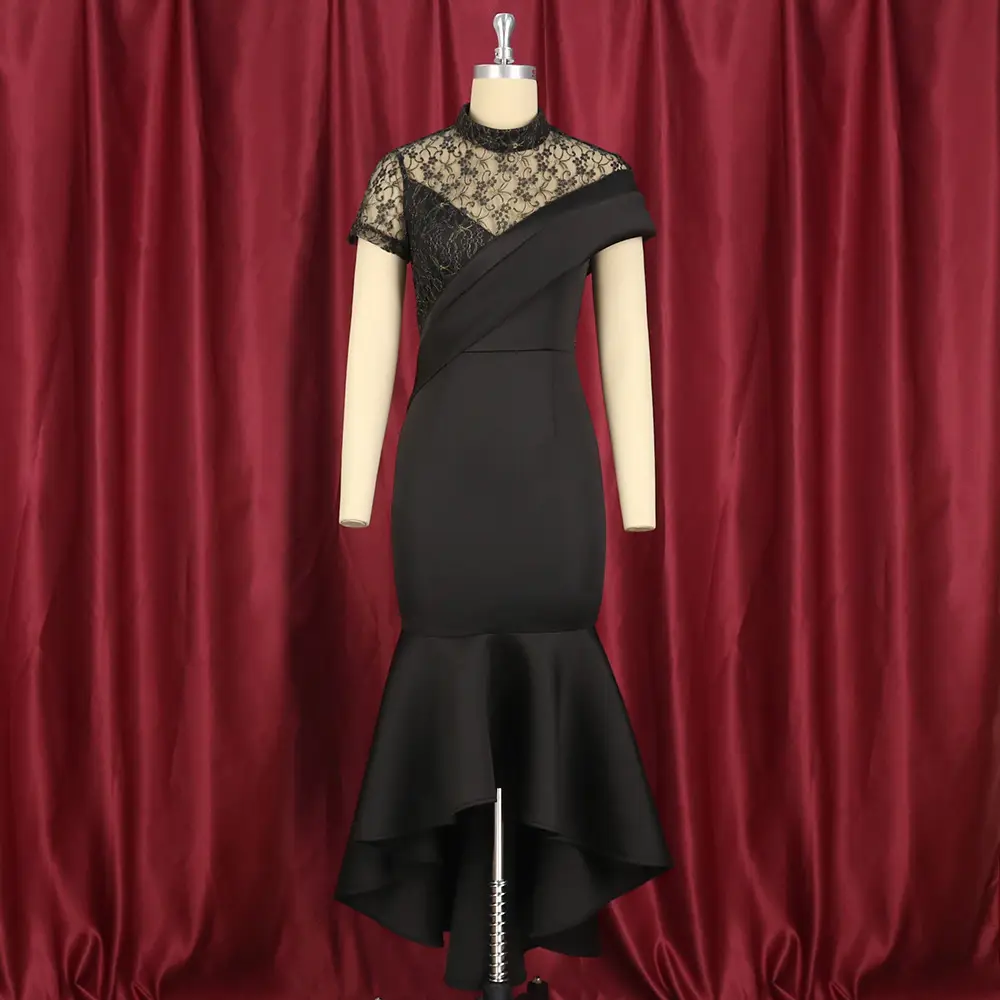 Short-sleeved High-waist Ruffled Party Dress For Women