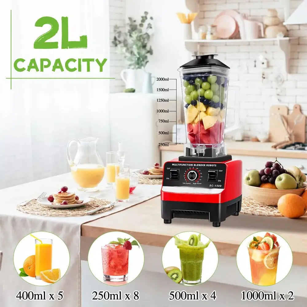 Commercial Blender 2xCups Food Processor Mixer Smoothie