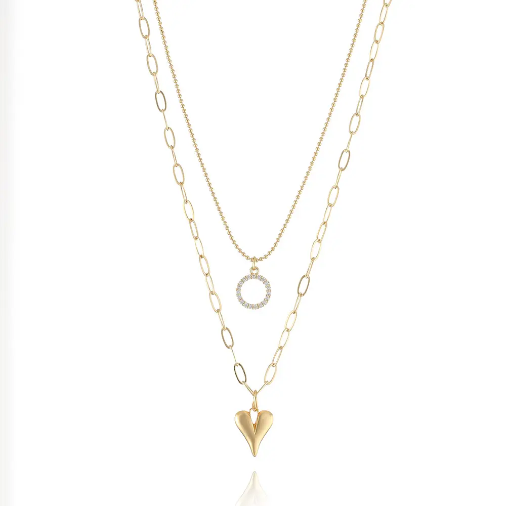 Copper Fashion Double Chain Collarbone Necklace
