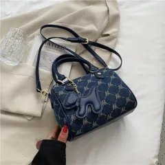Boston Pillow Texture One-shoulder Messenger Bag - Blue - View 1
