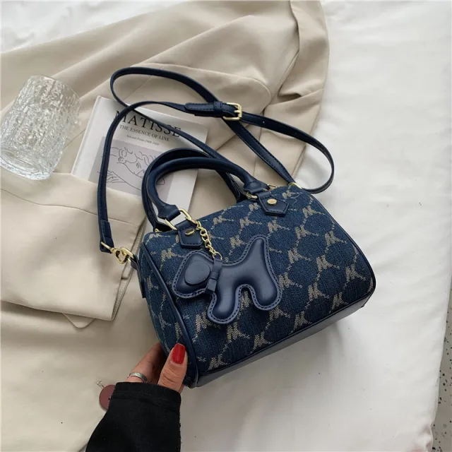 Boston Pillow Texture One shoulder Messenger Bag Blue - Shop at LoveMi
