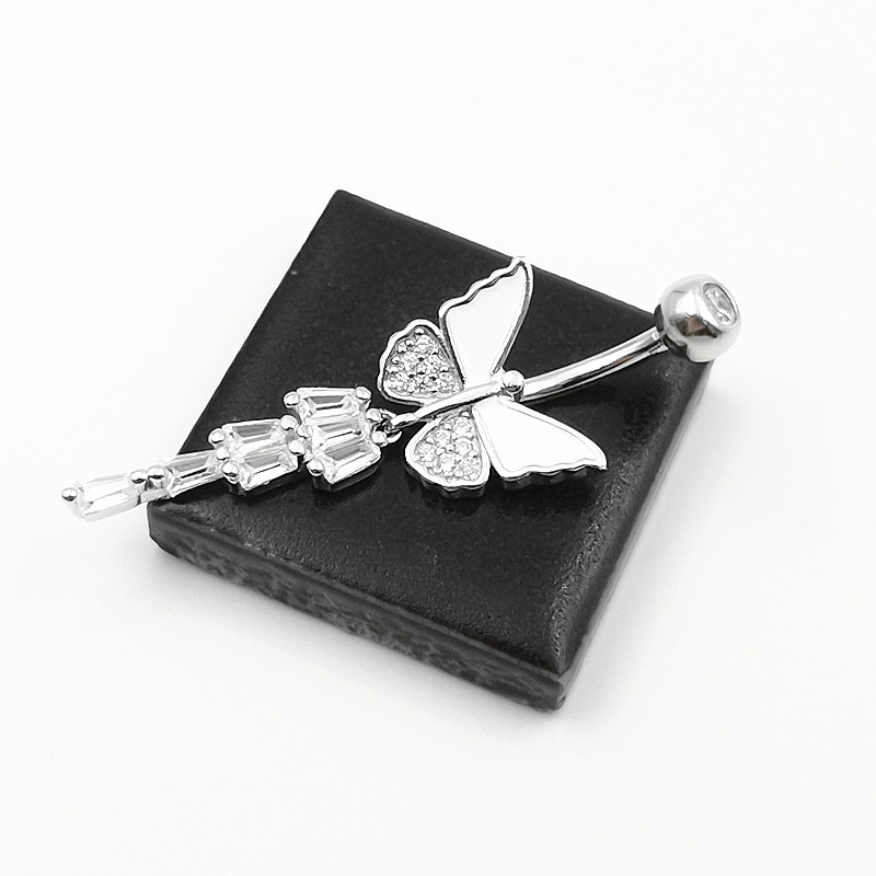 Title 8, S925 Silver Butterfly Navel Stud Piercing Jewelry