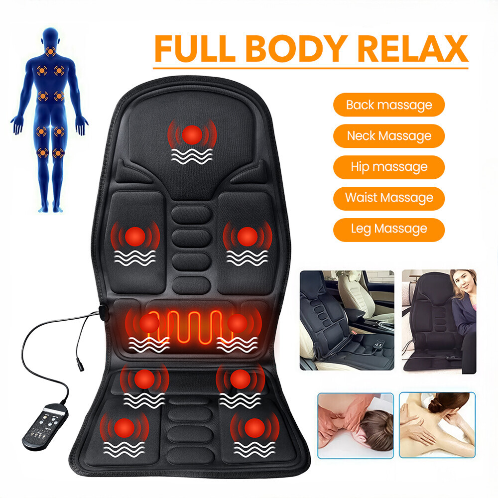 Massage Cushion Full Back Car Home Chair Seat Pad Mat 8 Modes Neck Heat Massager