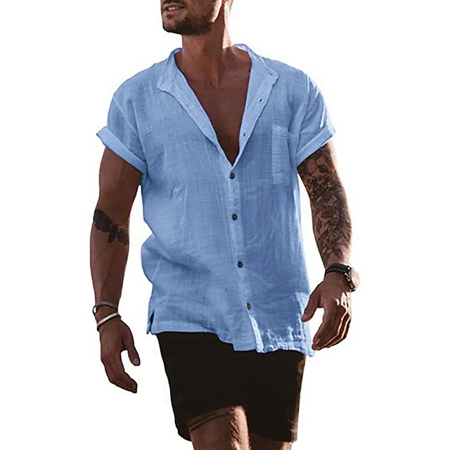 Title 6, Handsome Loose Pocket Decorative Short Sleeve S...