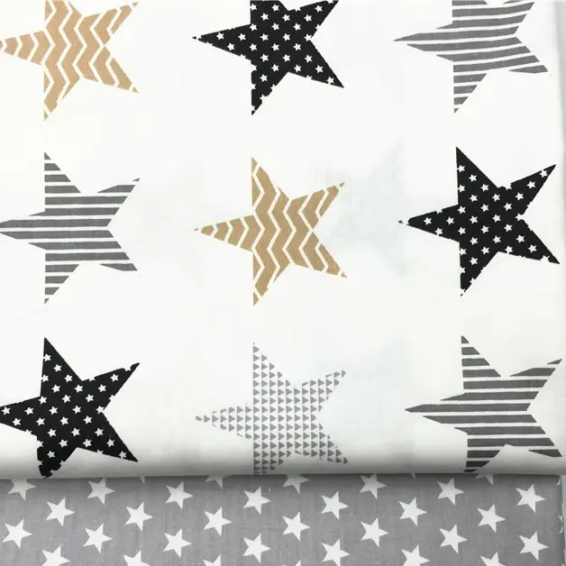 Cotton Printing Black Gray Five-pointed Star Dot