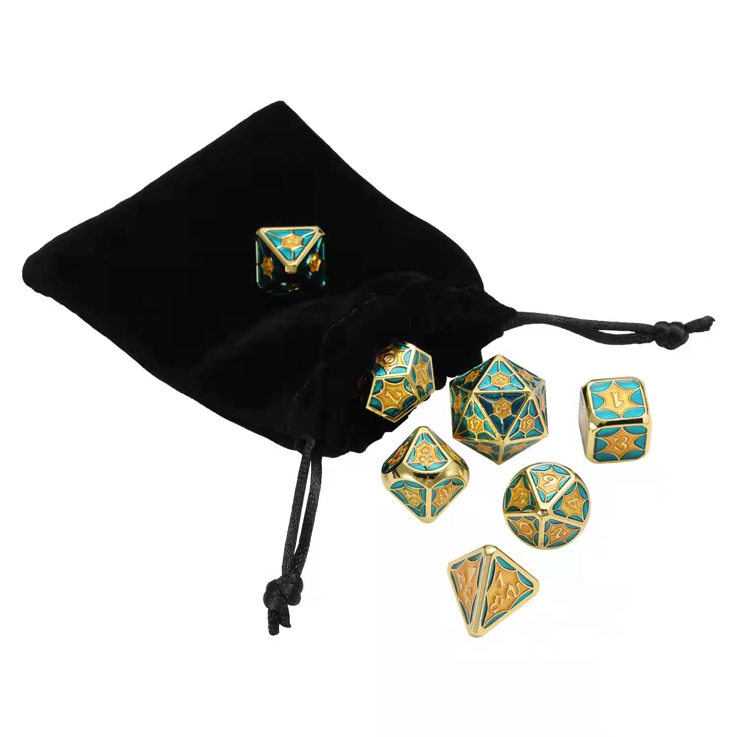 7pcs Set Of Metal Multi-sided Dice Enamel Plating (Phnom