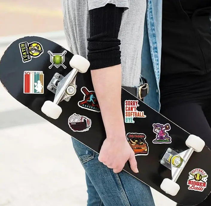 1 0 0PCS Softball Stickers, Vinyl Decal For Water Bottle Laptop Car Helmet Guitar Skateboard Softball Accessories Gifts Clearance Sale