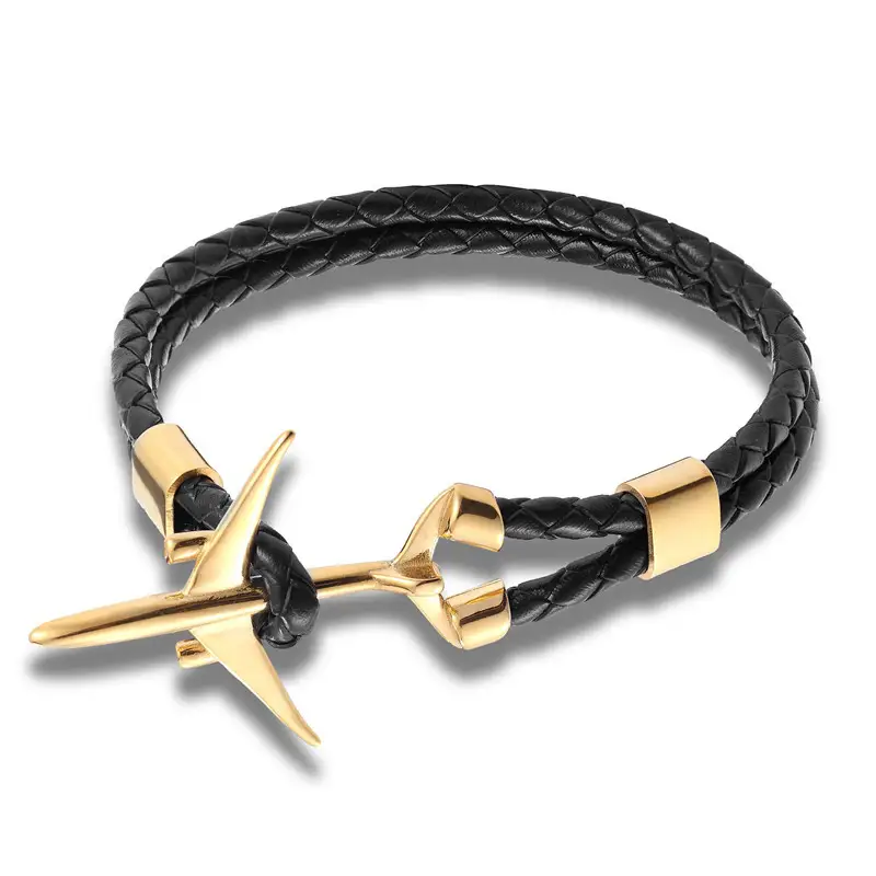 Fashion Machine Leather Bracelet Stainless Steel