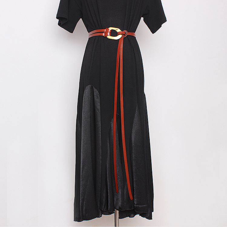 Double Leather Belt With Vintage Metal Buckle