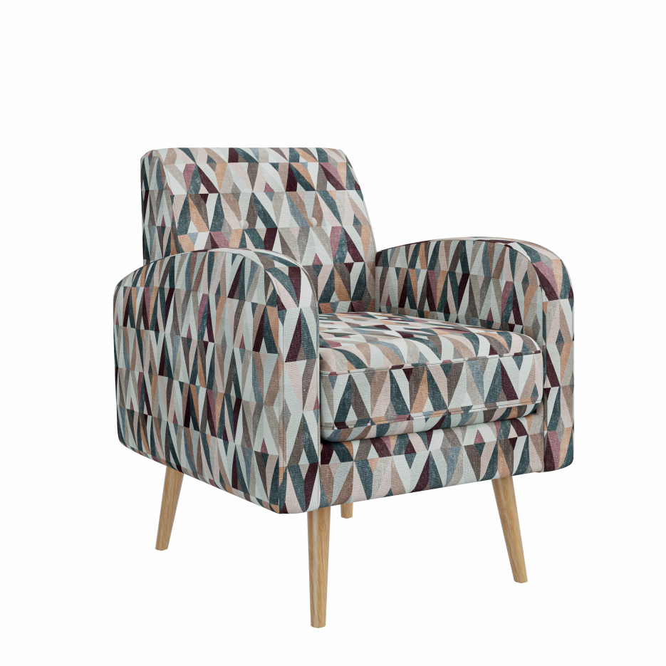 Darien Accent Arm Chair In Red And Tan Prism Pattern With Natural Solid Wood Legs — foto 8