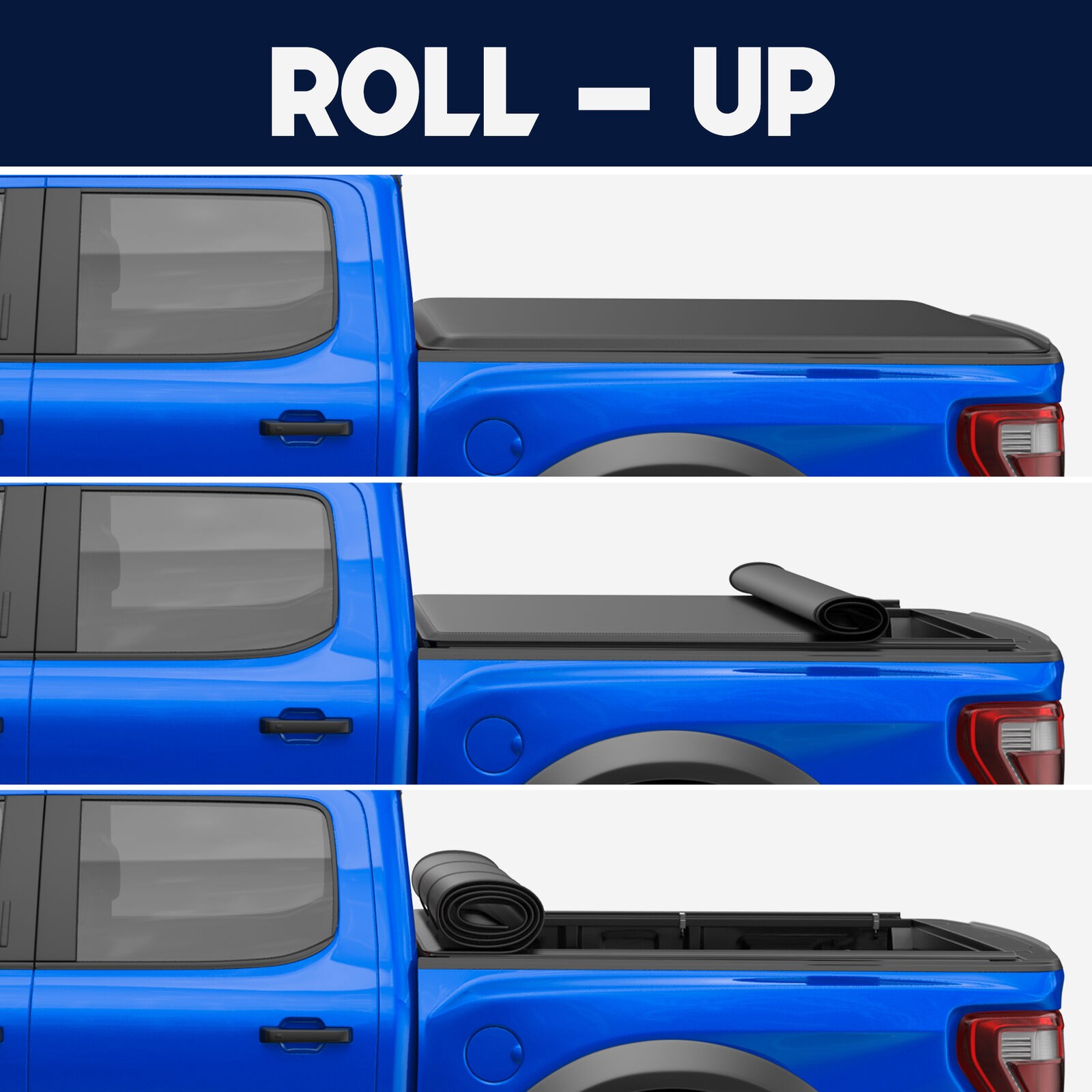 UV-resistant heavy-duty vinyl surface of Mankee soft roll-up cover on 2016-2022 Tacoma