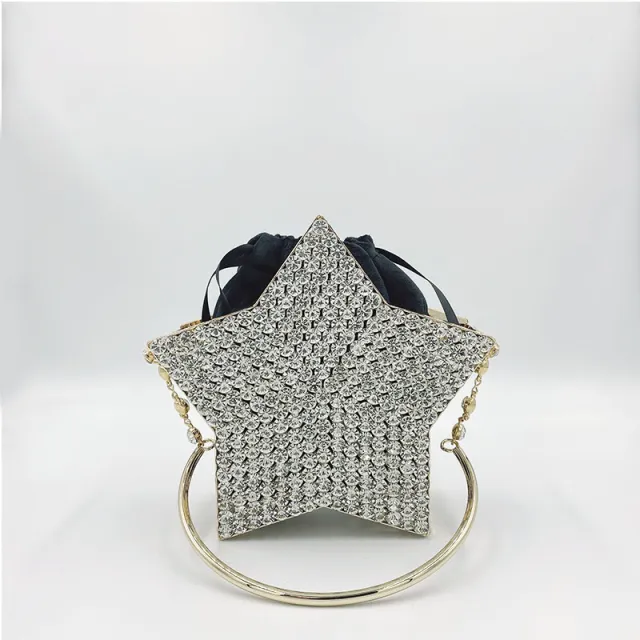 Hand held Diamond studded Star Dinner Clutch Black - Shop at LoveMi