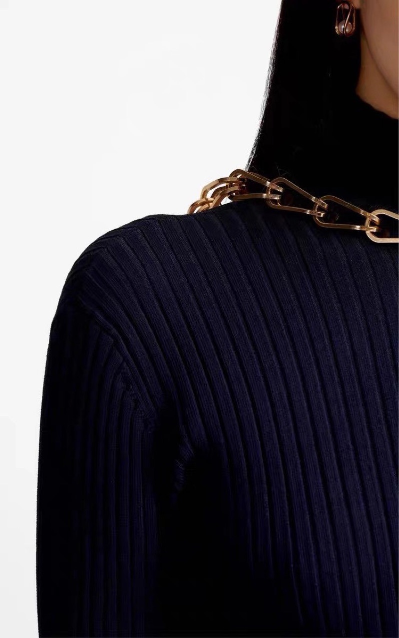 Leaky Back Knitted Dress Mid-waist Pullover Temperament