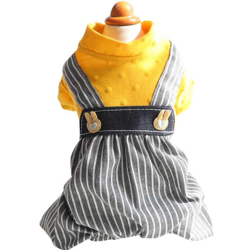 Striped Bib Fake Two-piece Suit