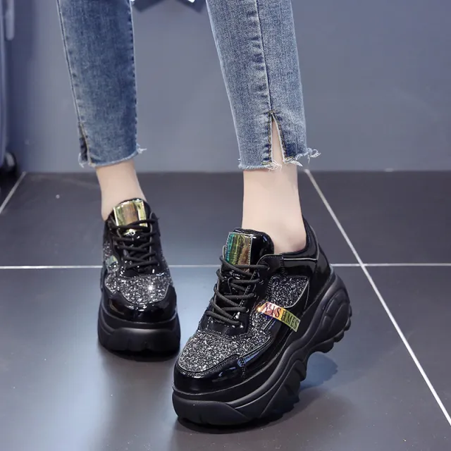Student Patent Leather Fashion Sneakers Trend Black - Shop at LoveMi