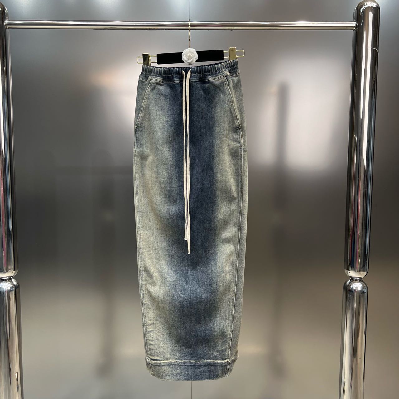 Elasticated Waistband Turned Into An Old Washed Denim Skirt