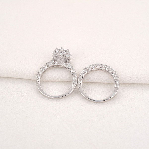 Title 2, Flash Drill Round Engagement Set Ring Ladies Ri...