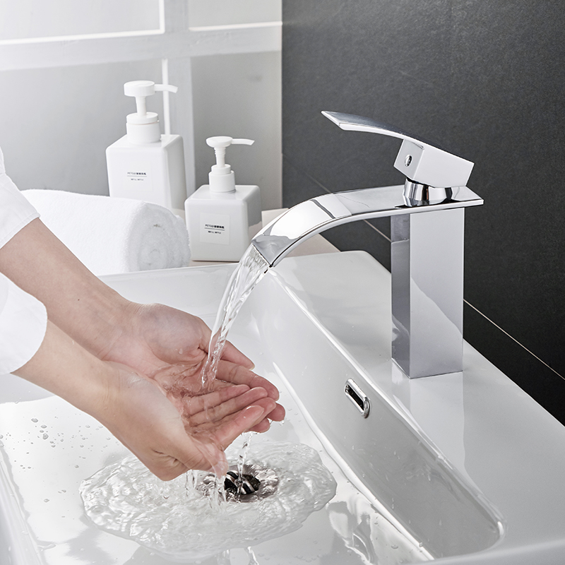 Title 6, Waterfall Face Basin Faucet Cold And Hot Full C...