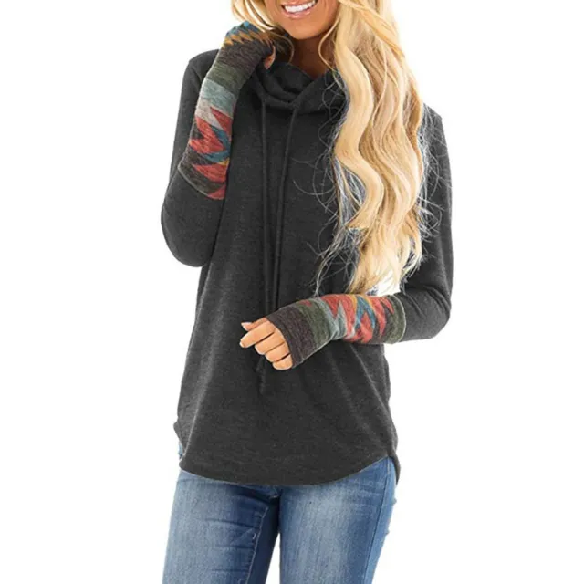 Ladies Long sleeved High necked Color blocking Long sleeved High neck T shirt Dark Grey - Shop at LoveMi