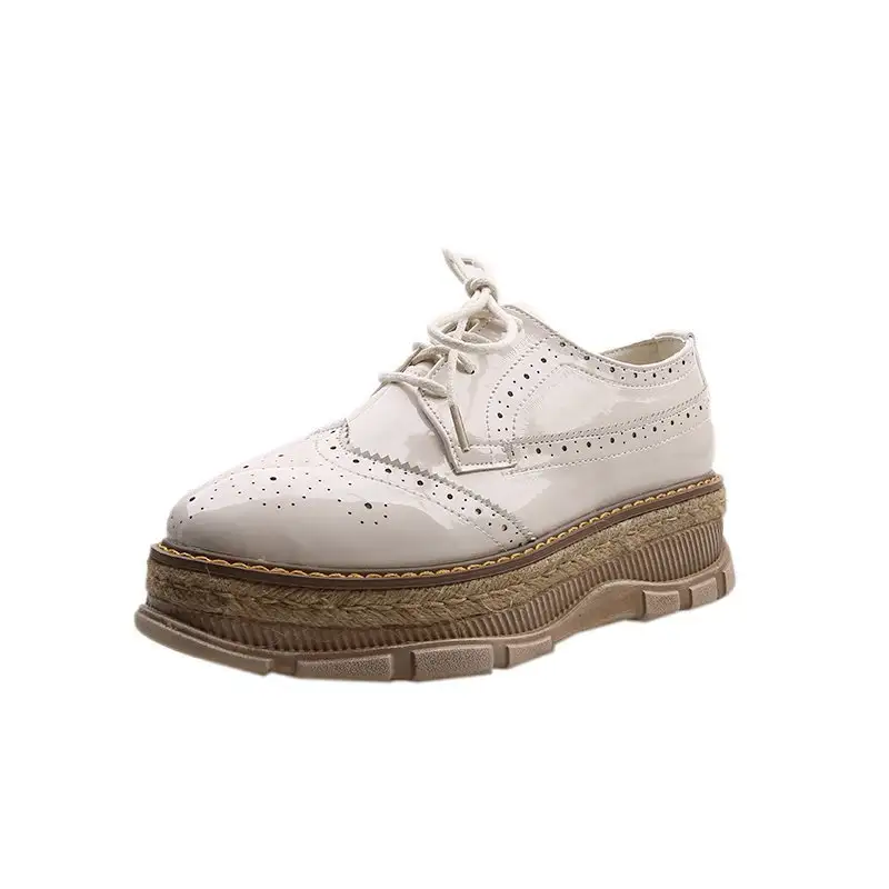 Fashion Retro Lace-up Round Toe Flat Shoes