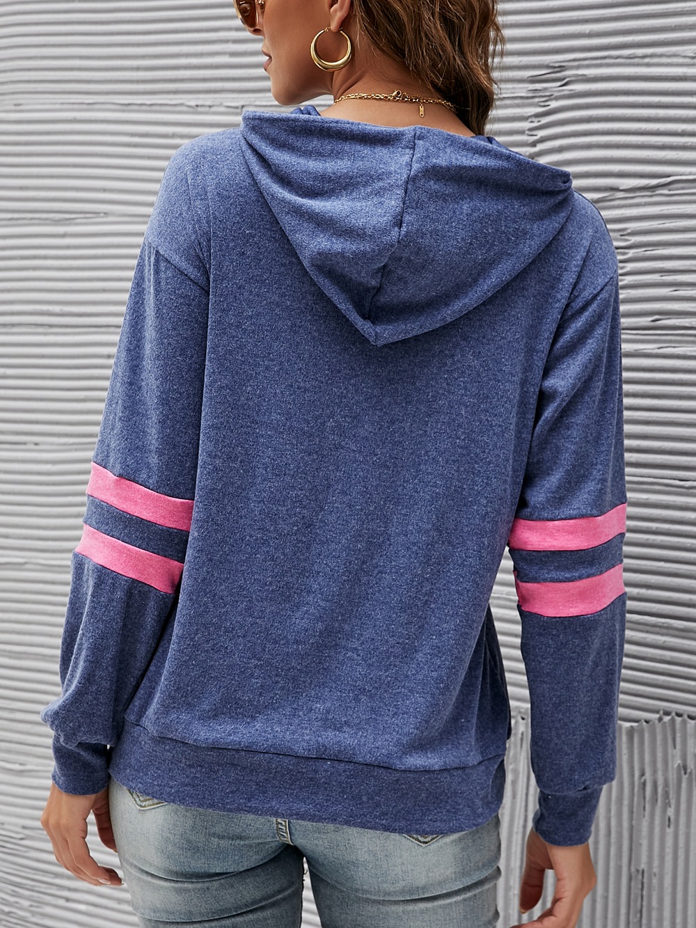 Striped Loose Pocket Hoodie Sweatshirt
