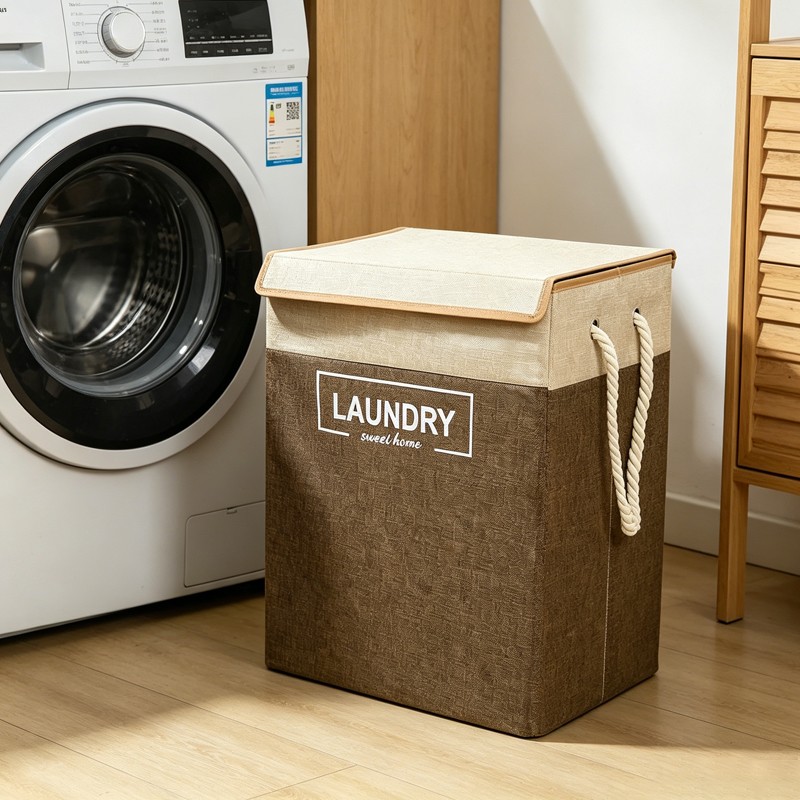 Laundry Basket Dirty Washing Clothes Storage Folding Bin Bag Hamper With Lid — image 10