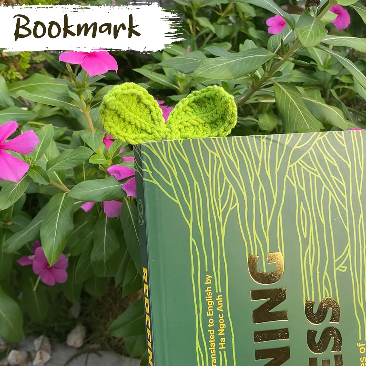 Cute Knitted Crochet Leaf Sprout,Lucky Handmade Multi-Functional Crochet Accessories, Ideal Bookmark For Bookworms, Funny Unique Headphone Cable Tie Gifts Accessory And Cable Tie