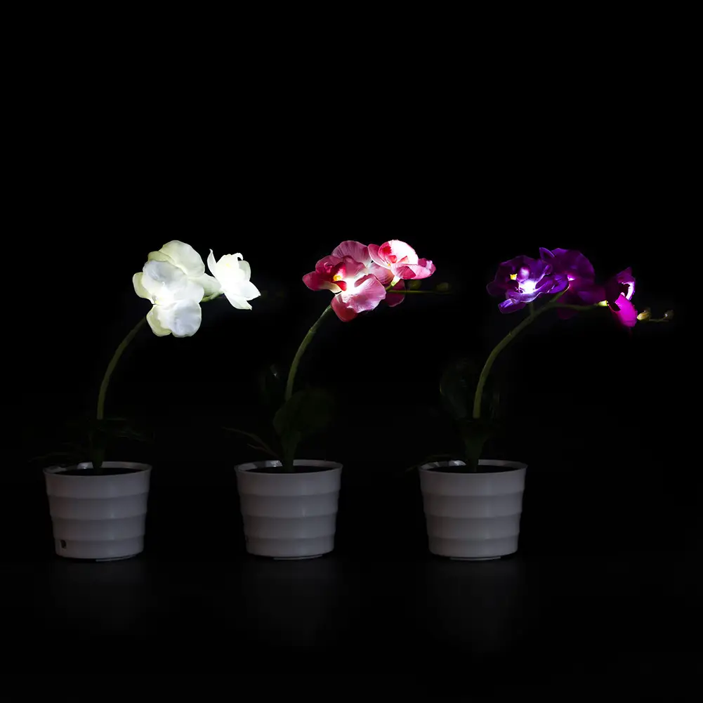 New Decorative Simulation Butterfly Solar Orchid Pot Lamp