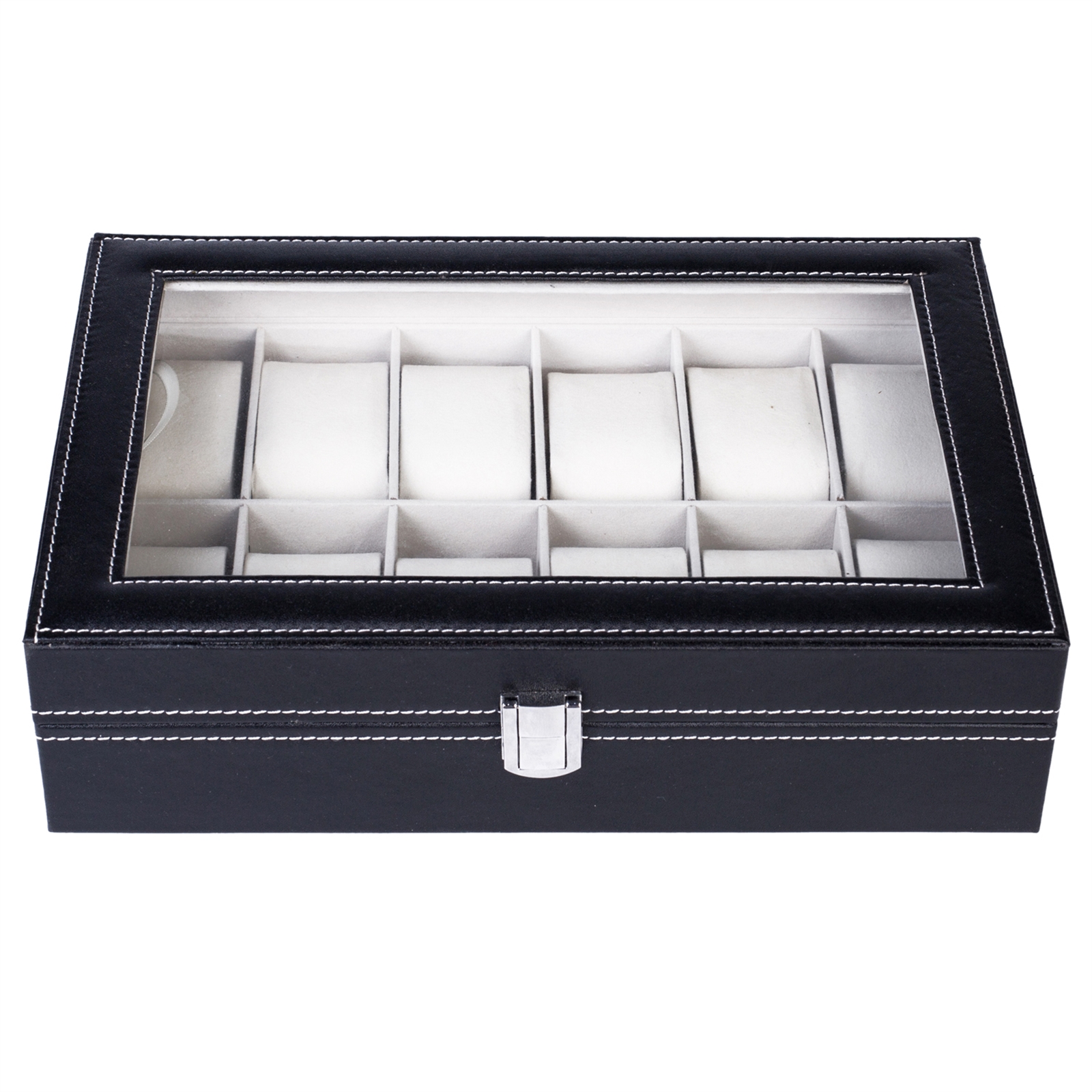 12 Compartments Top-level Opening Style Leather Watch C Ollection Box Black USPS Is Not Supported At The Moment product image