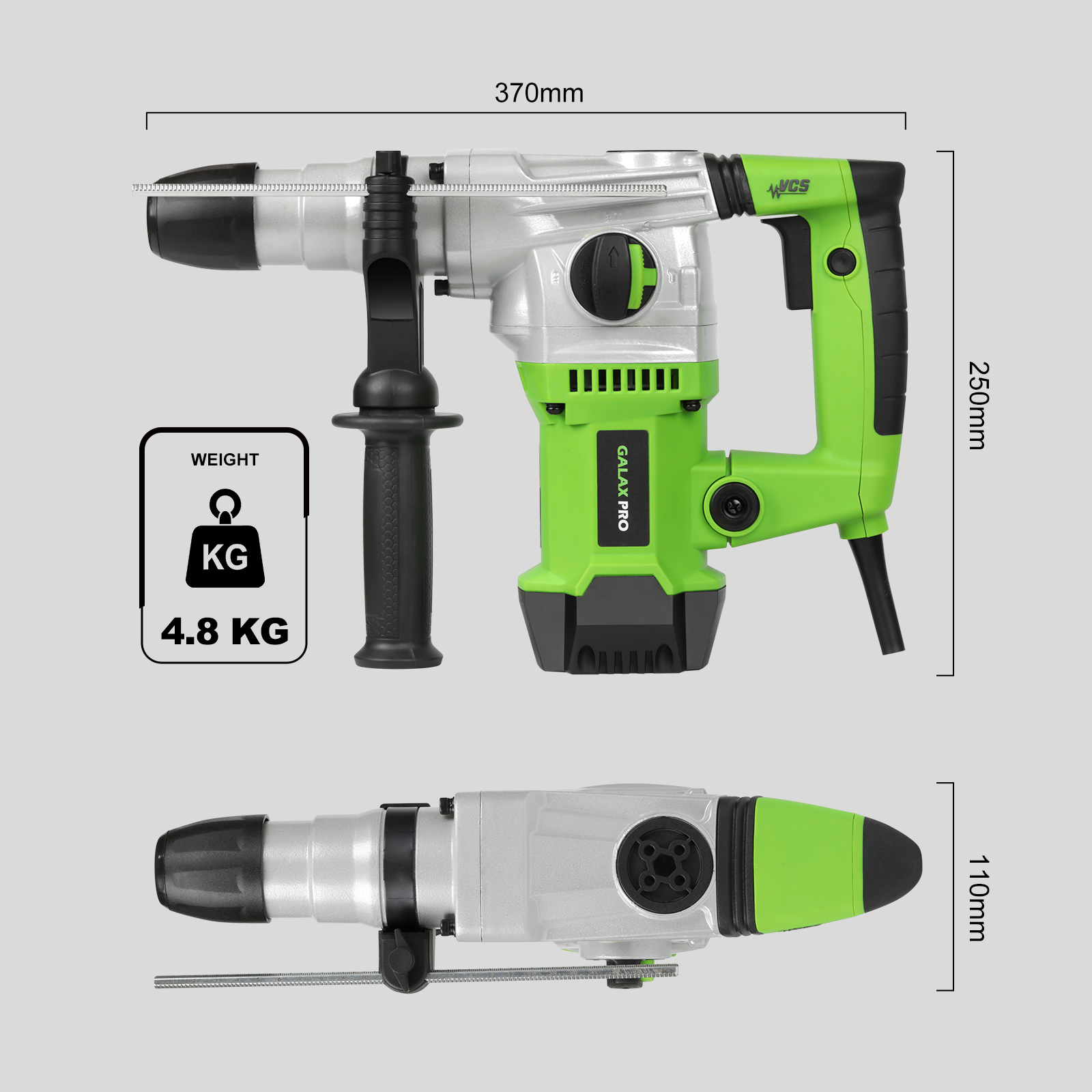 Galax PRO SDS Plus Rotary Hammer Drill 1500W 4000RPM, 4 In 1 Functions, Anti — image 3