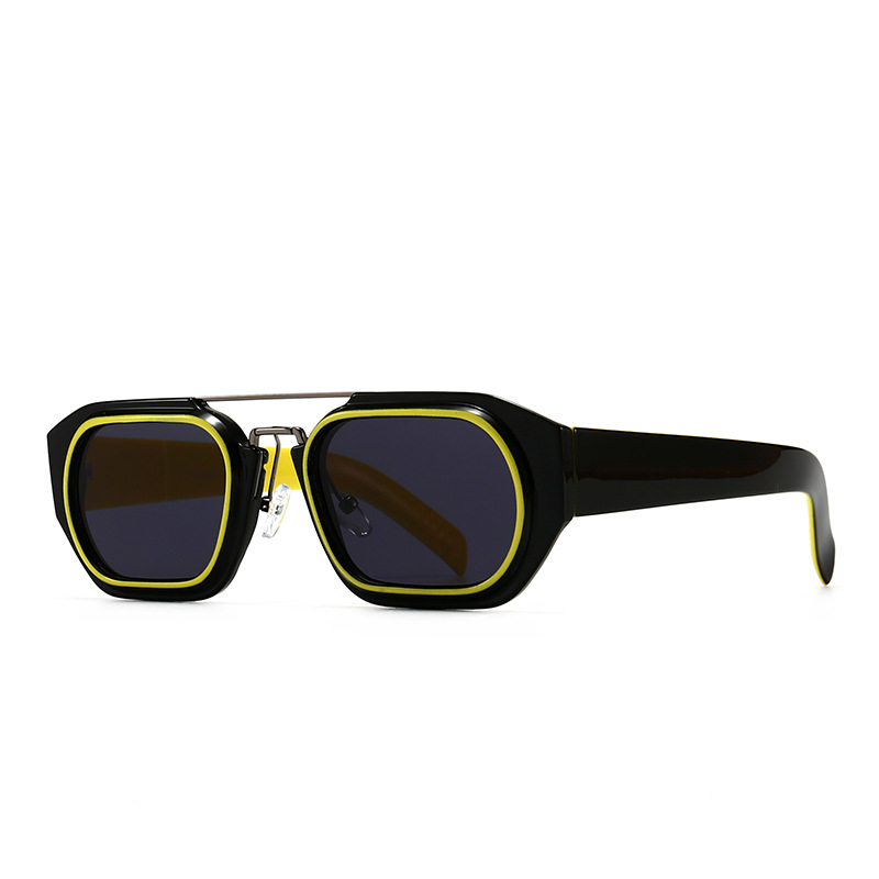 Title 2, New Modern Retro Square Frame Narrow Sunglasses