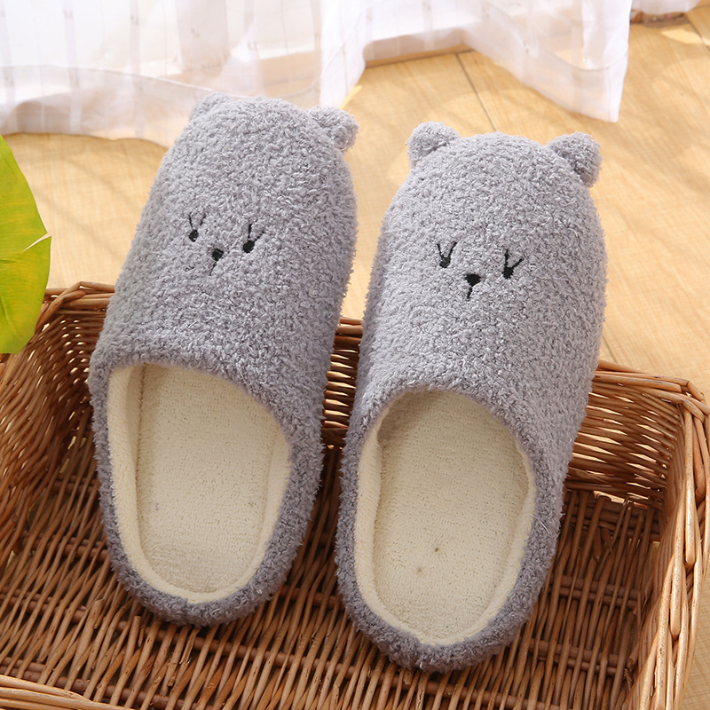 Winter Warm Couple Cotton Slippers Grey - Shop at LoveMi