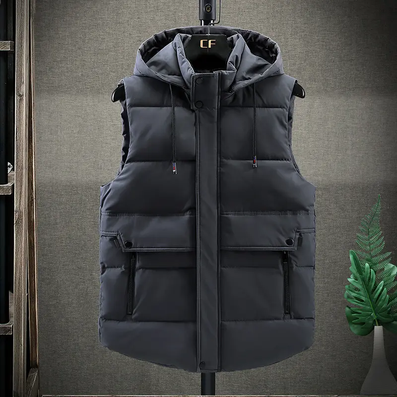 Down Hooded Vest Men's Student Waistcoat Cotton