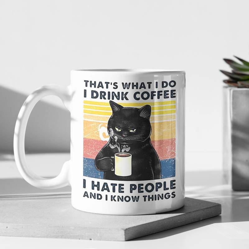 Title 5, Retro Cute Cat Simple Home Ceramic Mug