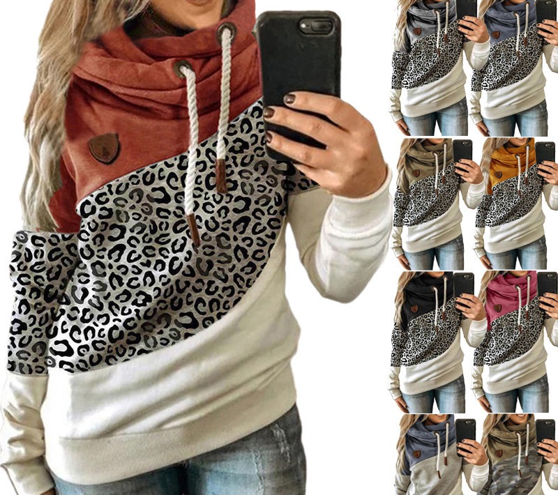 Title 1, Printed stitching hooded fleece loose sweatshirt