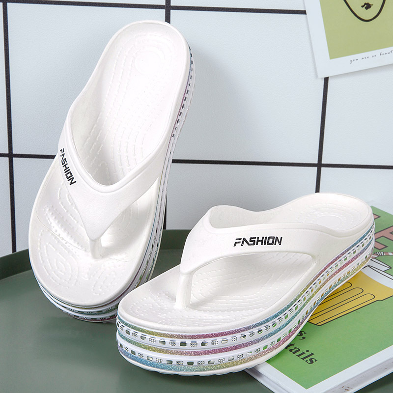 Women's Thick soled Beach Casual Fashion Slippers White - Shop at LoveMi