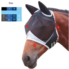 Horse Fly Mask,Extra Comfort Grip Soft Mesh Horse Fly Mask With Ears - Velcro White Black L - View 1