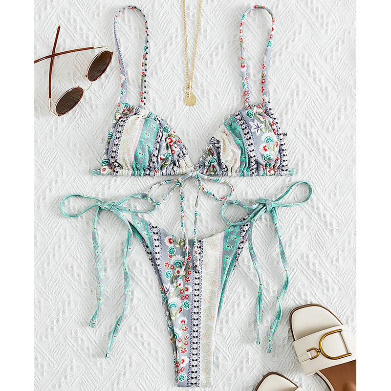 Chinese Style Printed Sub-system Belt Swimsuit - Image 15