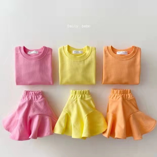 Spring Fashion Candy Color Sweater Lotus Leaf Skirt Princess Suit