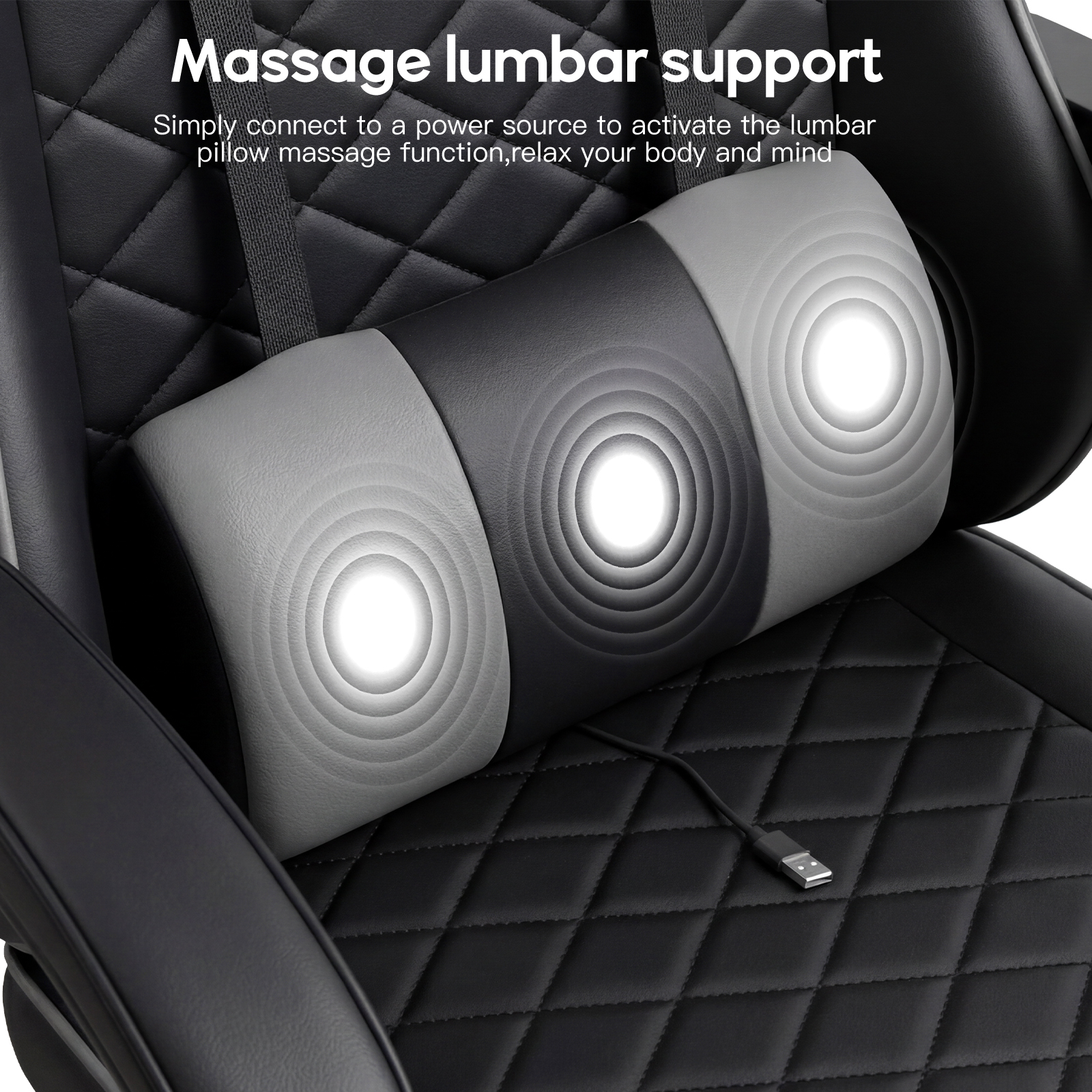 Racing Style Gaming Chair With Footrest,PU Leather,Massage Lumbar — image 3