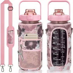Outdoor Portable Travel With Scale Transparent Water Bottle Cup Set - Wheat Colour - View 1
