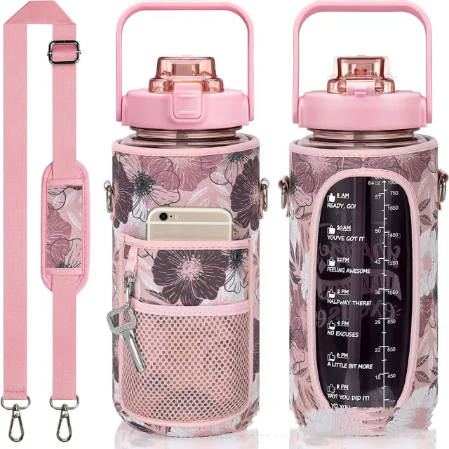 Outdoor Portable Travel With Scale Transparent Water Bottle Cup Set Wheat Color - Shop at LoveMi